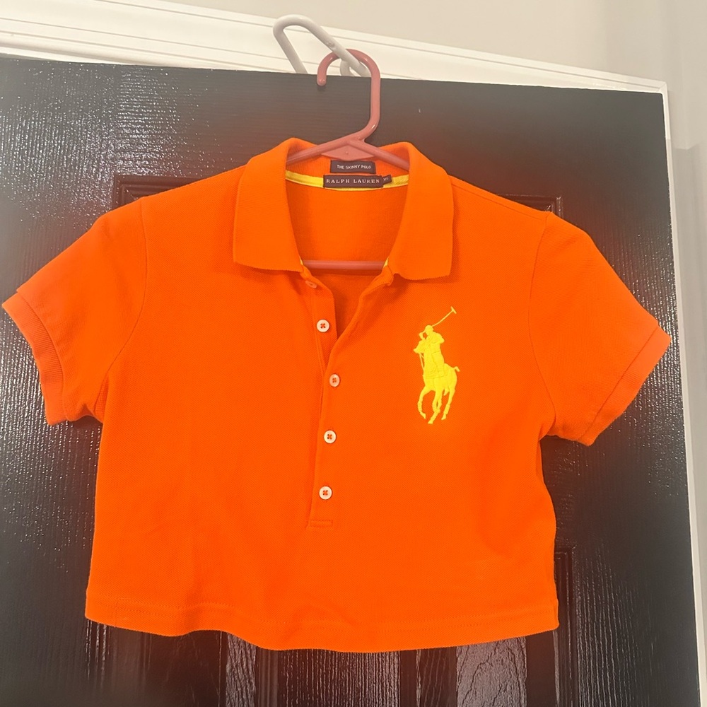 Orange Ralph Lauren cropped polo top